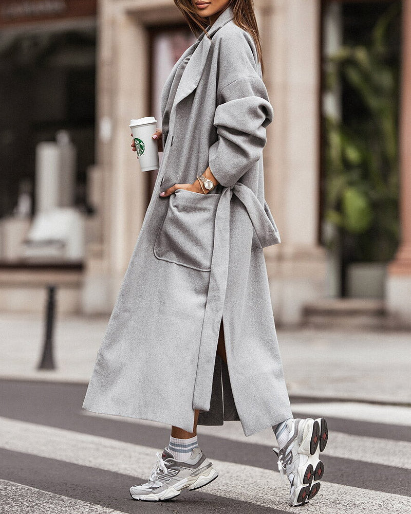 Solid Color Casual Fashion Strappy Coat