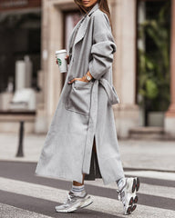 Solid Color Casual Fashion Strappy Coat