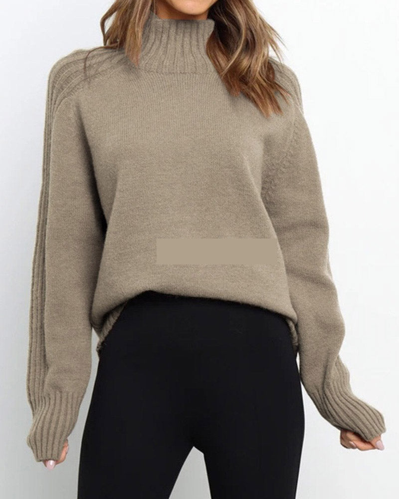 Solid Color Pullover Sweater