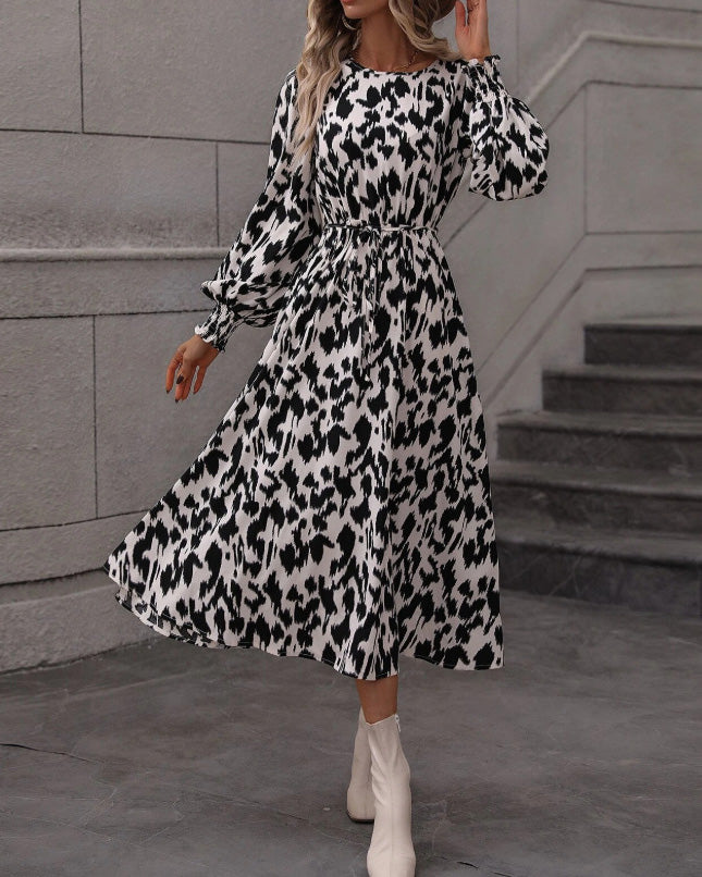 Fashion new print long-sleeved dress