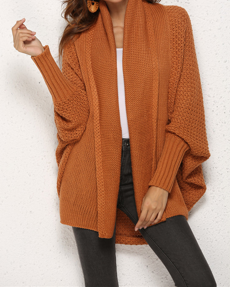 Casual Solid Color Knitted Cardigan