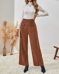 High-rise Straight-leg Draped Wide-leg Pants