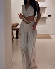 Vest Top and Streamer Pants Two-piece Suit