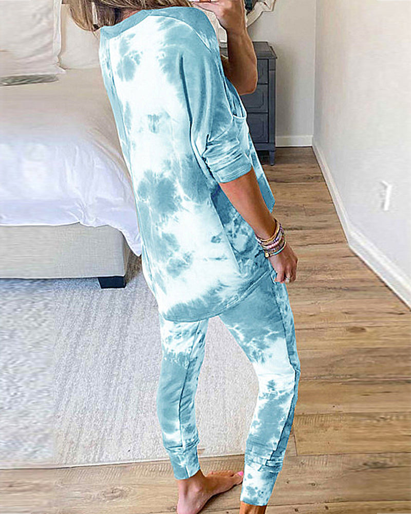 Loose Long Sleeve Printed Casual Suit