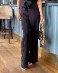 Solid Color Waistcoat Strap Casual Jumpsuit