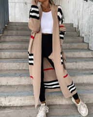 Long sleeve sweater striped dress jacket