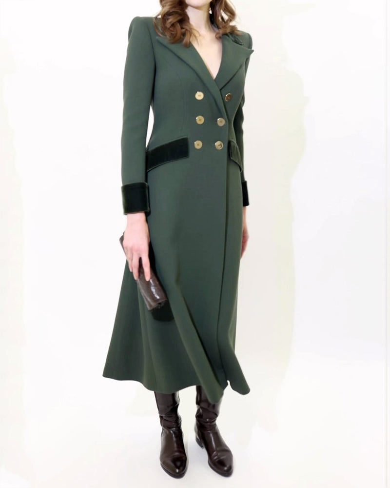 Fashionable Lapel Double Breasted Dress Coat