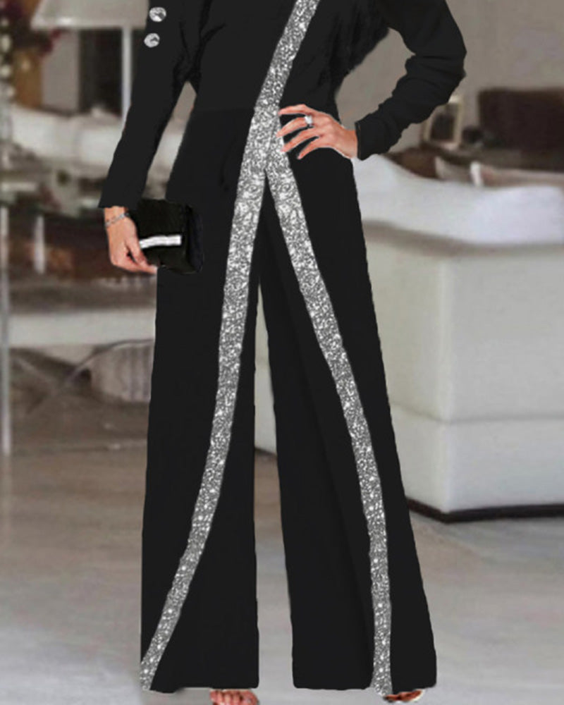 Long Sleeve Wide Leg Jumpsuit