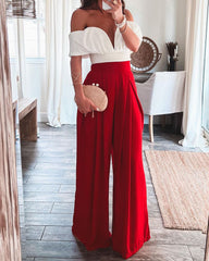 Fashion One-shoulder Top & Pants Two-piece Set