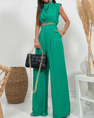 Fashion Solid Color Tank Top & Pants Two Piece Set