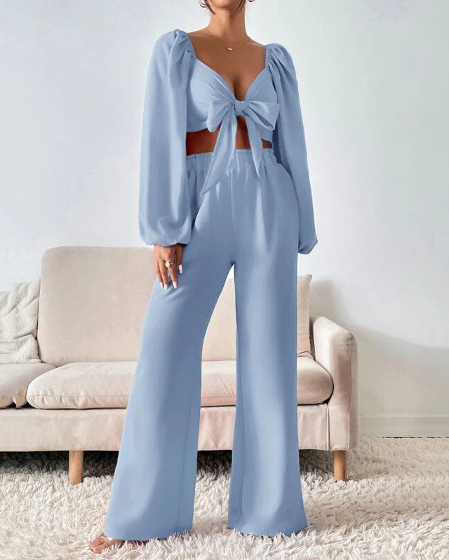 fashion loose suit solid color two piece set