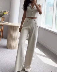 Fashion Lapel Vest & Pants Two-Piece Set