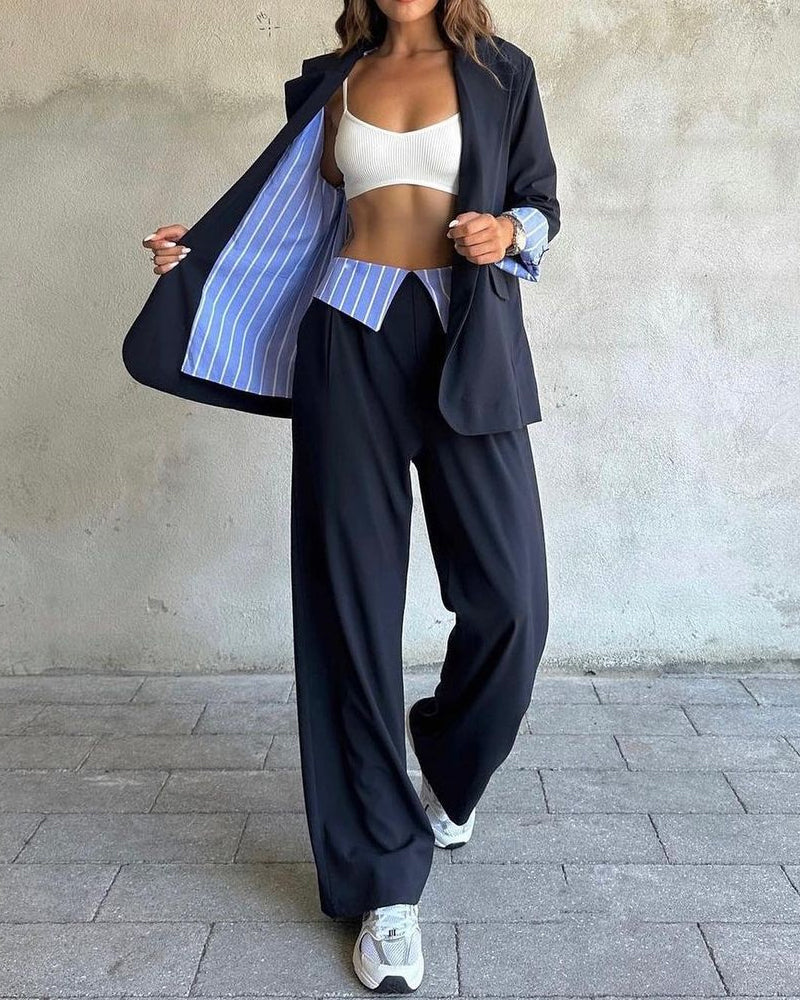 Lapel casual two-piece set