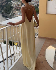 Sling Hollow Backless Resort Dress