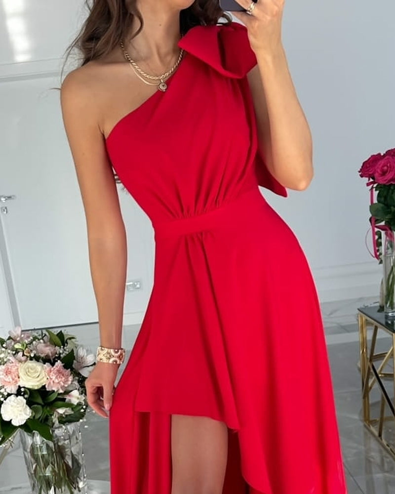 Elegant Solid Color Slit Dress