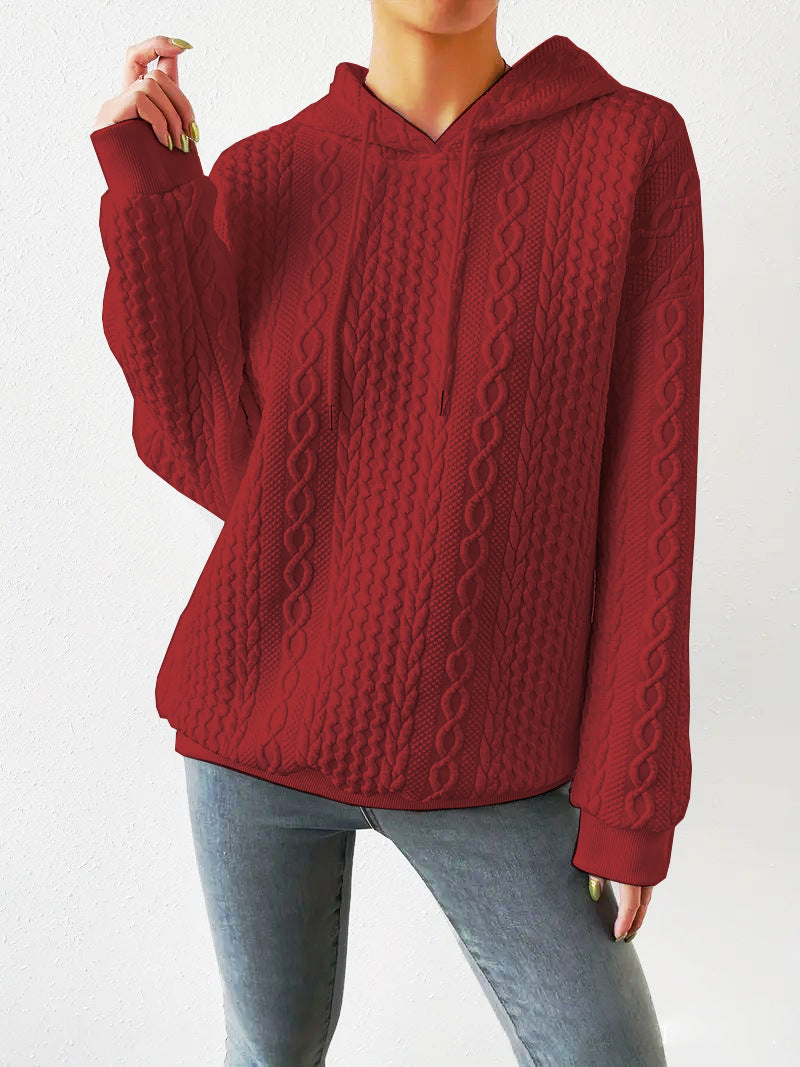 Solid Color Knit Hooded Sweater