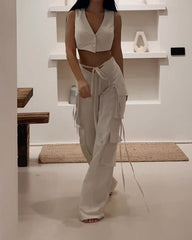 Vest Top and Streamer Pants Two-piece Suit