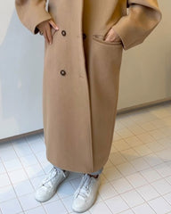 Solid Color Casual Straight Woolen Coat