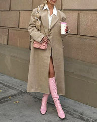 Solid Color Casual Straight Style Coat