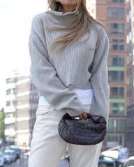 Solid Color Turtleneck Short Sweater