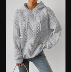 Solid Color Knit Hooded Sweater