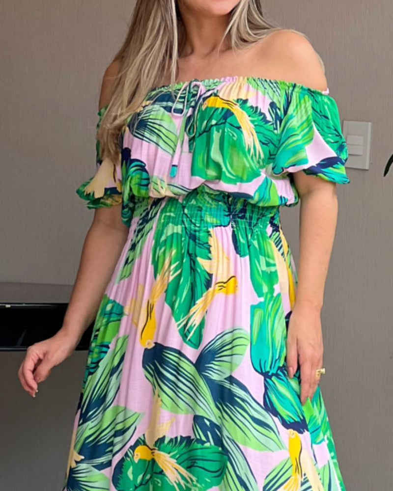 Casual One Shoulder Print Dress