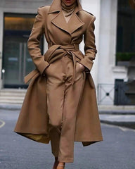 Solid Color Suit Stand Collar Fashionable Strappy Coat