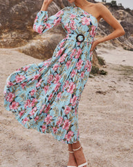 Off-Shoulder Flowy Long-Sleeve Dress