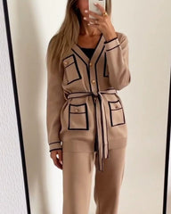 Solid Color Knit Casual Two-piece Suit