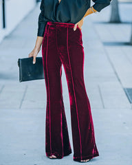 Flared High Waist Casual Trousers