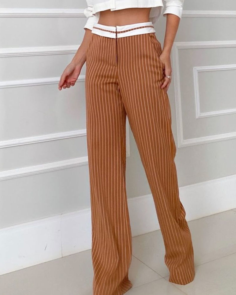 Fashion Solid Color Shirt & Pants Two-Piece Set