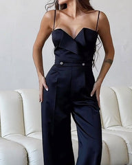 Solid Color Suspender Casual Fashion Jumpsuit