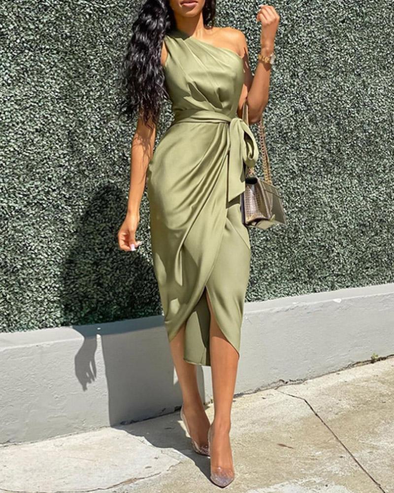 Women's Irregular Slanted Shoulder Dress