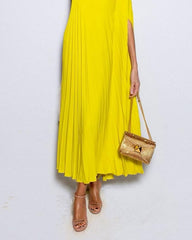 One Shoulder Pleated Solid Dress