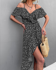 One Shoulder Floral Sling Dress