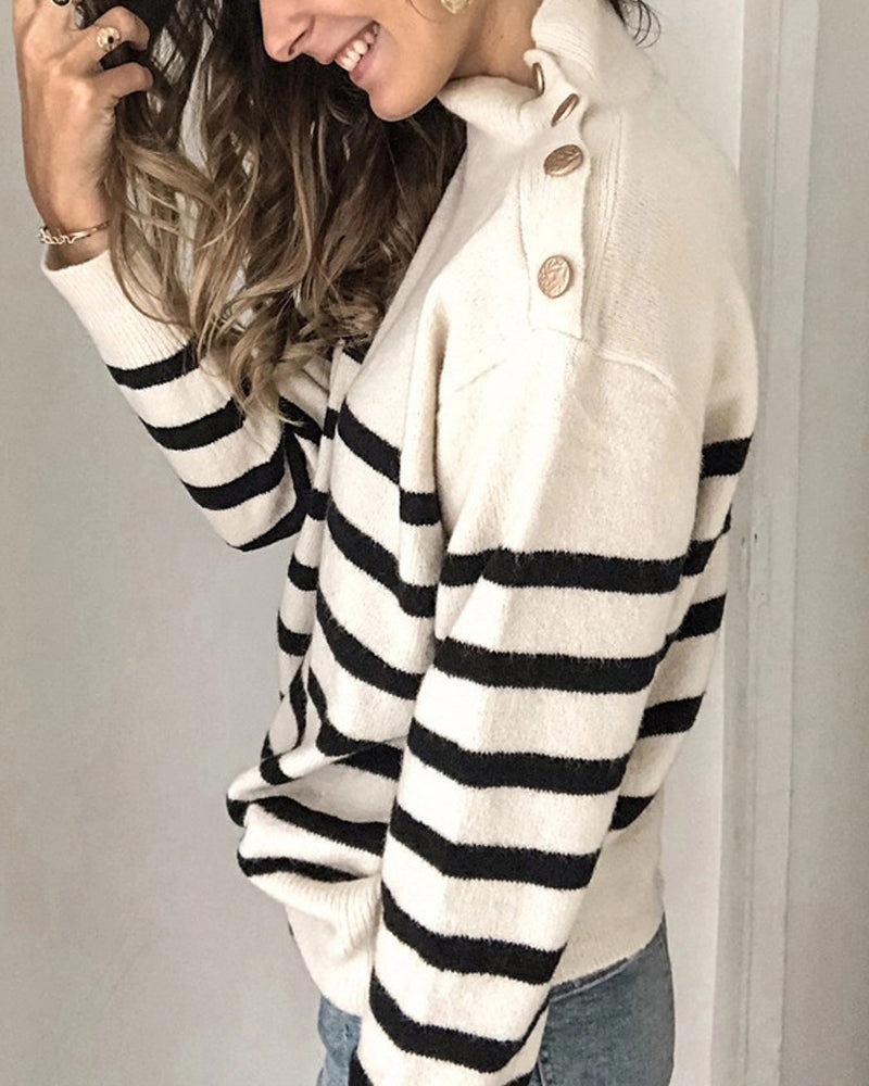 Striped Sweater Pullover Knit Sweater