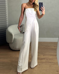 Sleeveless tube top solid color two piece set