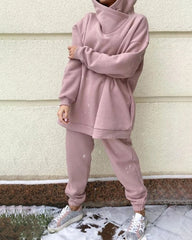 Casual Hoodie Solid Color Two-Piece Suit