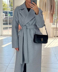 Solid Color Casual Strap Temperament Fashion Coat