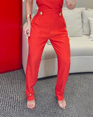 Casual solid color two-piece set