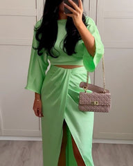 Casual solid color two-piece set