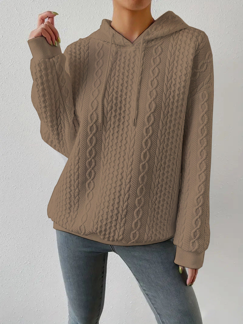 Solid Color Knit Hooded Sweater