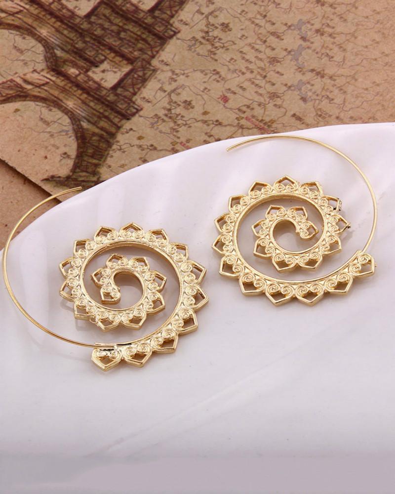 Exaggerated Alloy Round Earrings