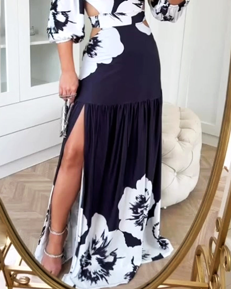 Casual One Shoulder Print Dress