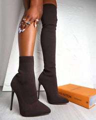 Stretch Knit High Heel Sock Boots