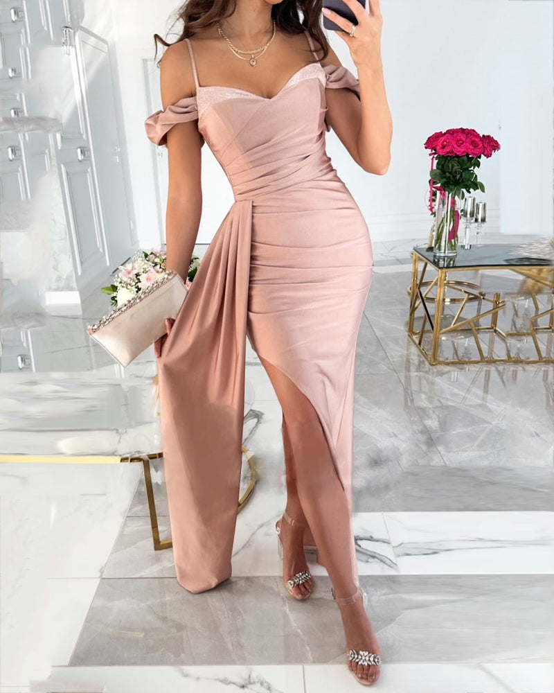 Fashion Solid Color Strapless Dress