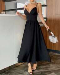 Elegant Solid Color Slip Dress