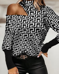 Geometric Print Off-the-shoulder Top