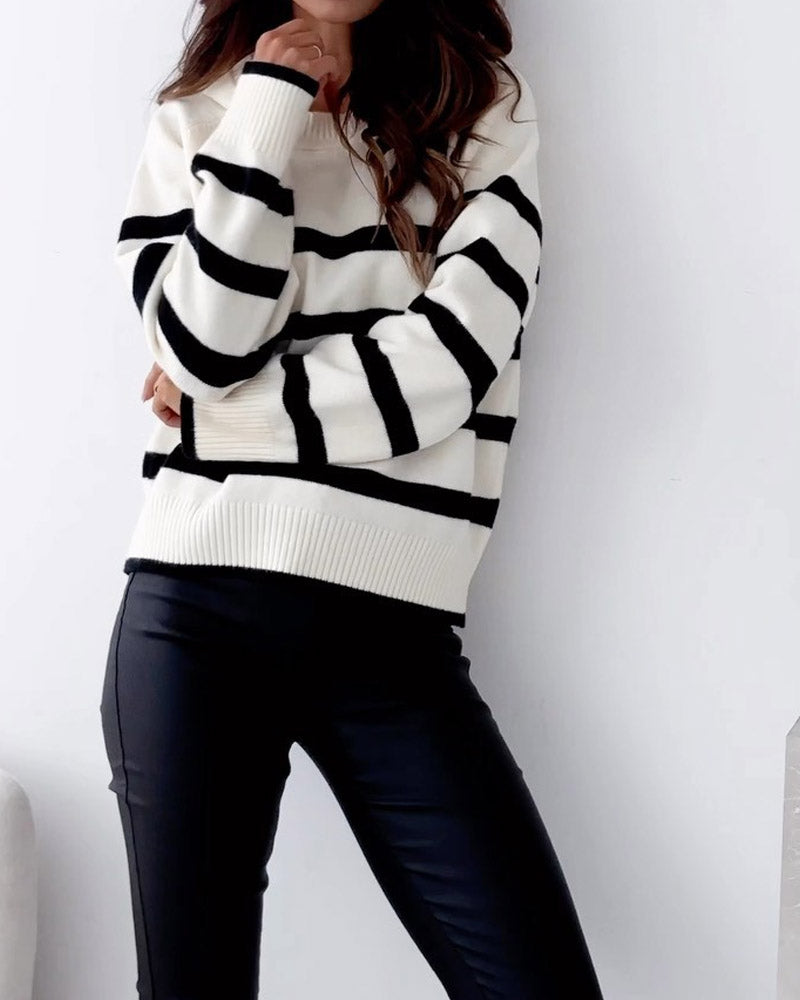 Solid Color Knitted Pullover Fashion Sweater