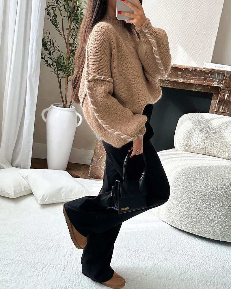 Solid Color Turtleneck Knitted Sweater